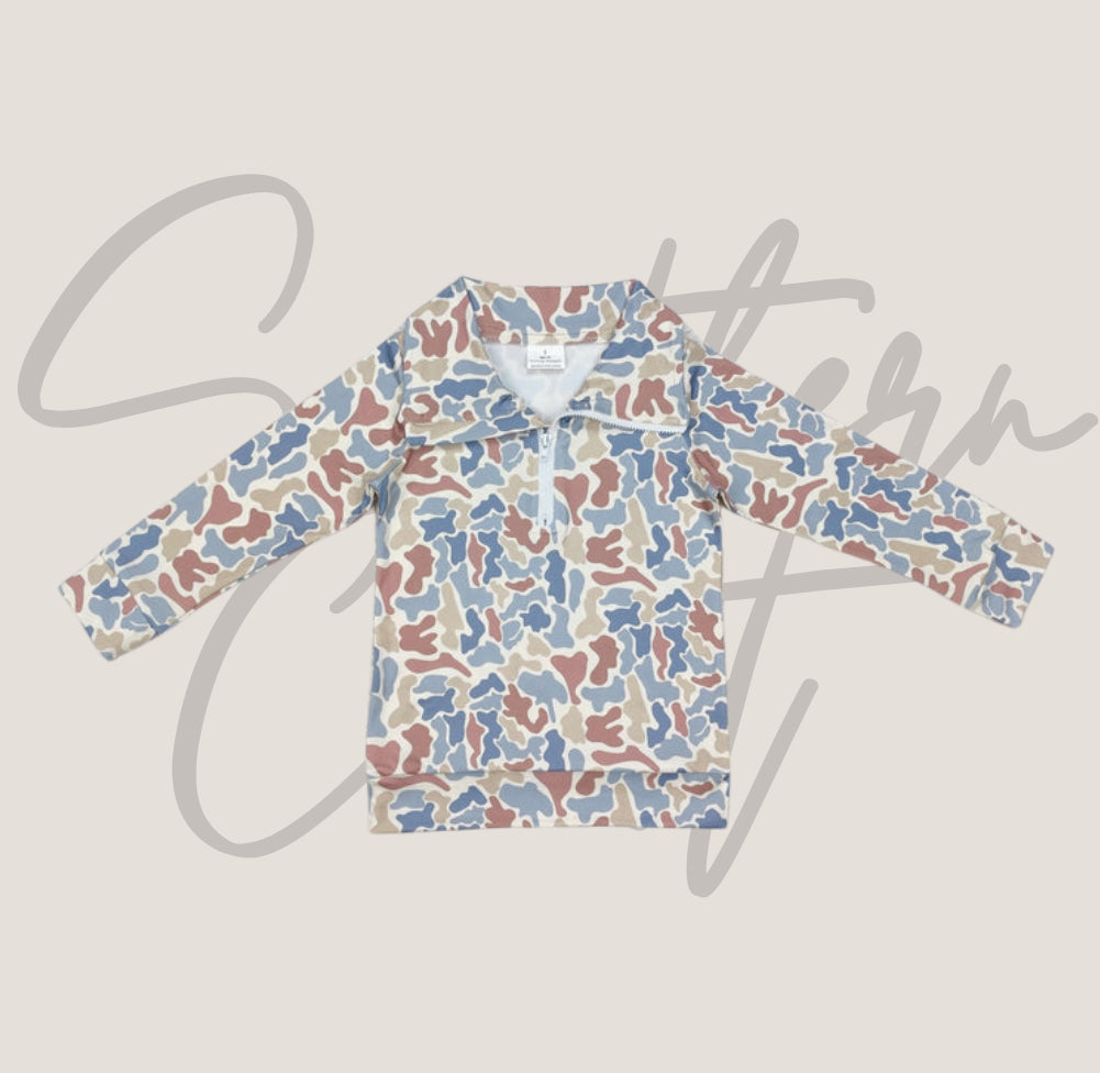 Blue camo quarter zip