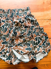 Load image into Gallery viewer, Girls Athletic Shorts - Dark Retro Camo
