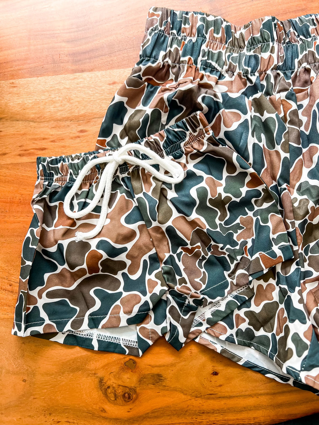 Boys Athletic Shorts - Dark Retro Camo